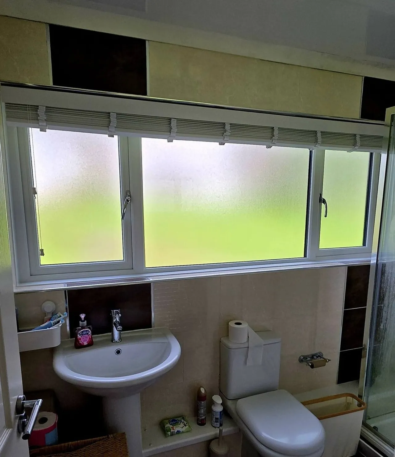 White uPVC bathroom window with obscure glass