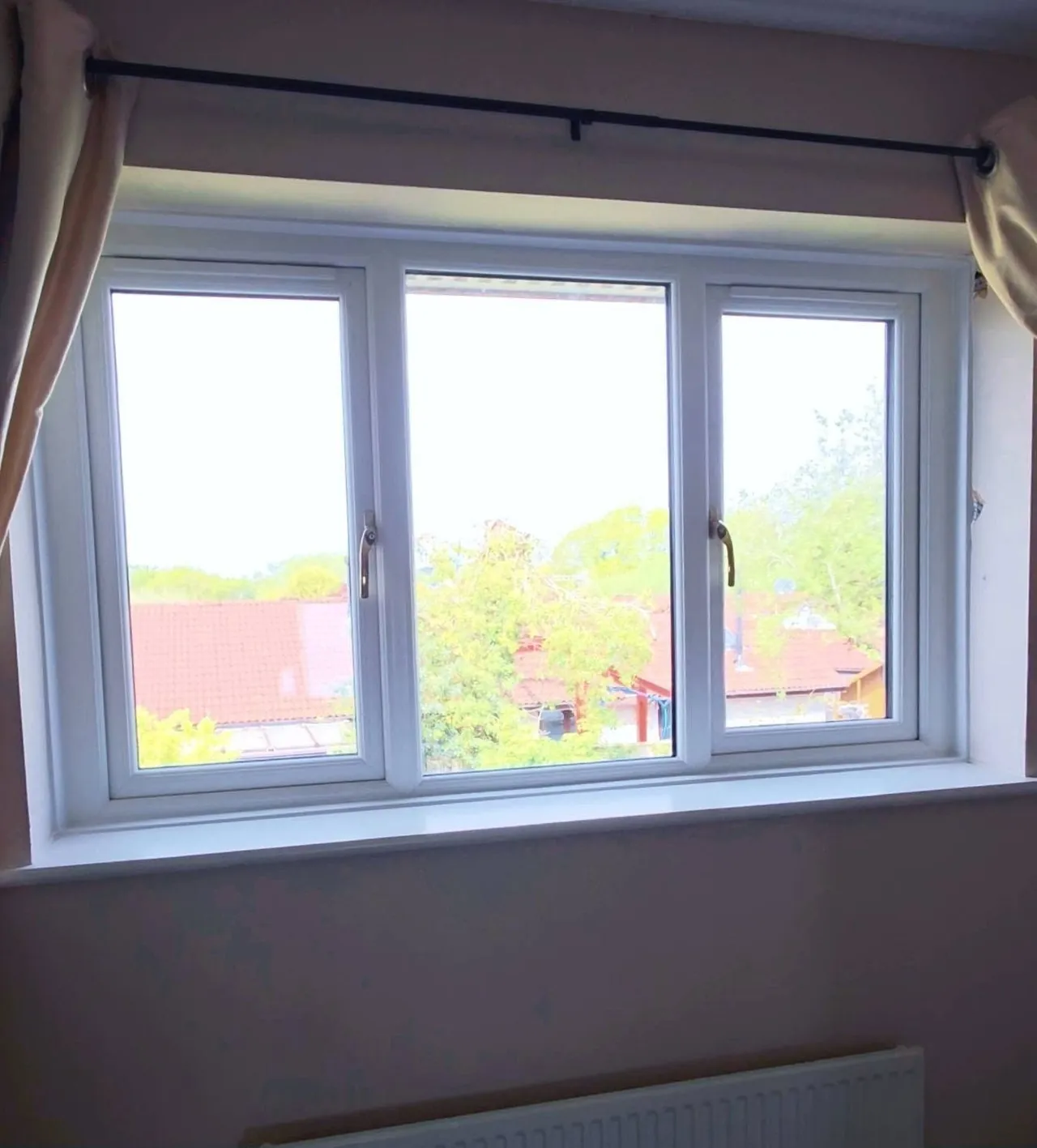 White uPVC casement window, interior view