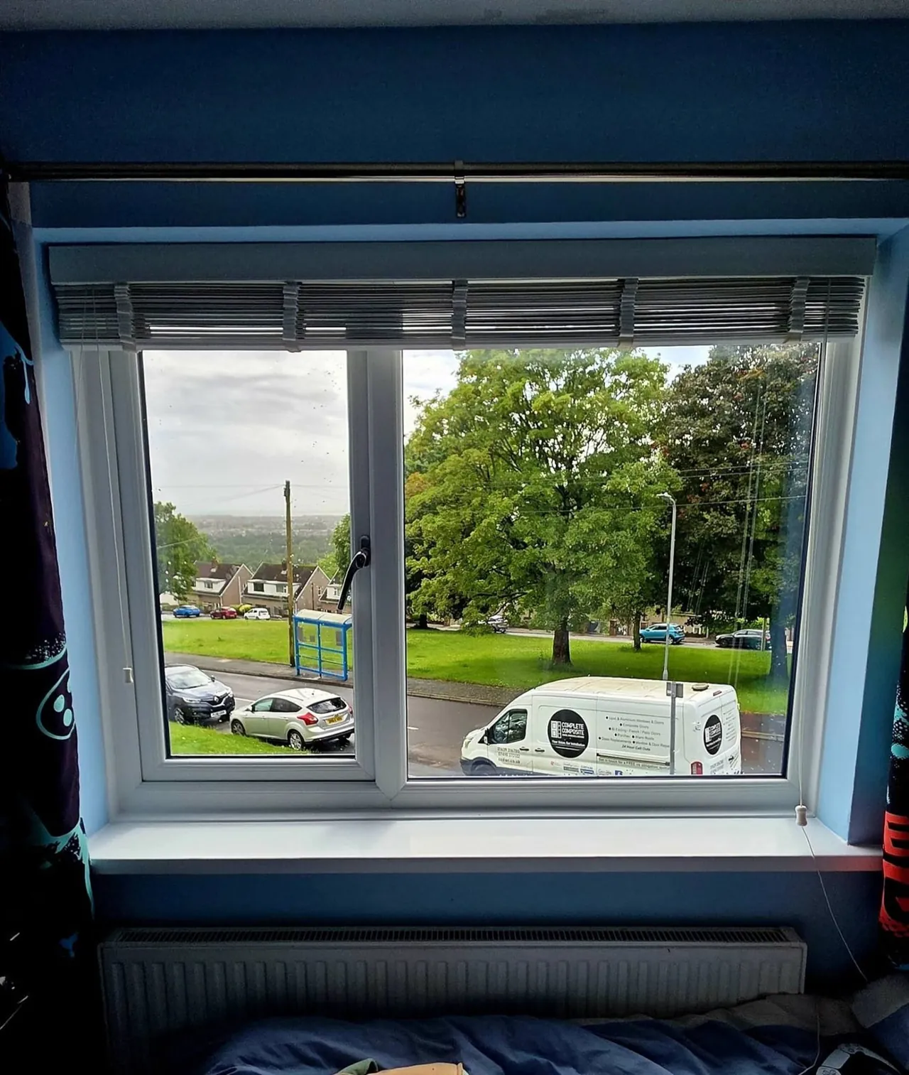 New white uPVC window fitted, viewed from inside